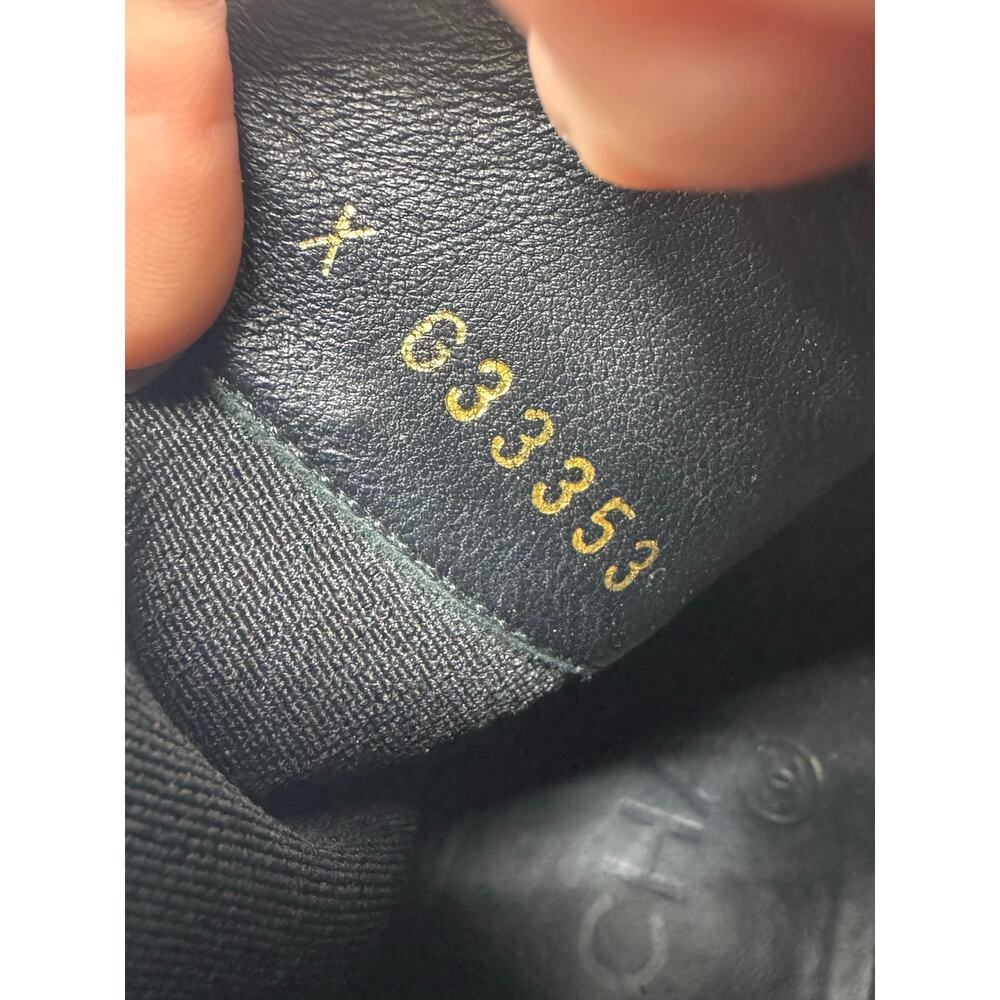 Chanel Black Leather Ankle Boots CC Logo Block Heel Booties Size 38C - Picture 5 of 10
